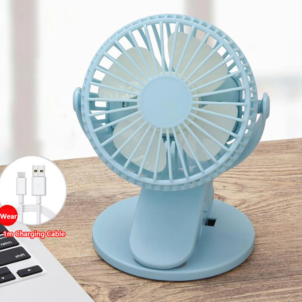 Clip-on USB Rechargeable Table / Desk Fan Mini Portable with Clamp 360 Degree Rotating Night Light Air Cooler | Бытовая техника