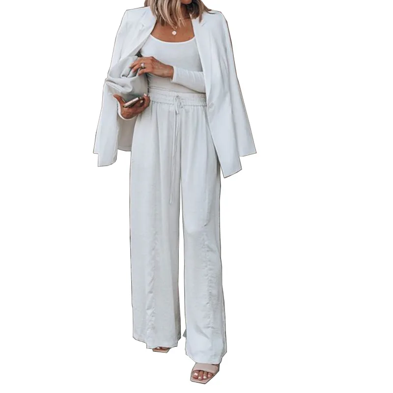 Ladies Suit Suit Solid Color Long-Sleeved Jacket Slim Trousers Two-Piece Casual Women