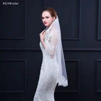 1 5 meter bridal veil lace edge appliqued one layer wedding veil with metal hair comb wedding accessories