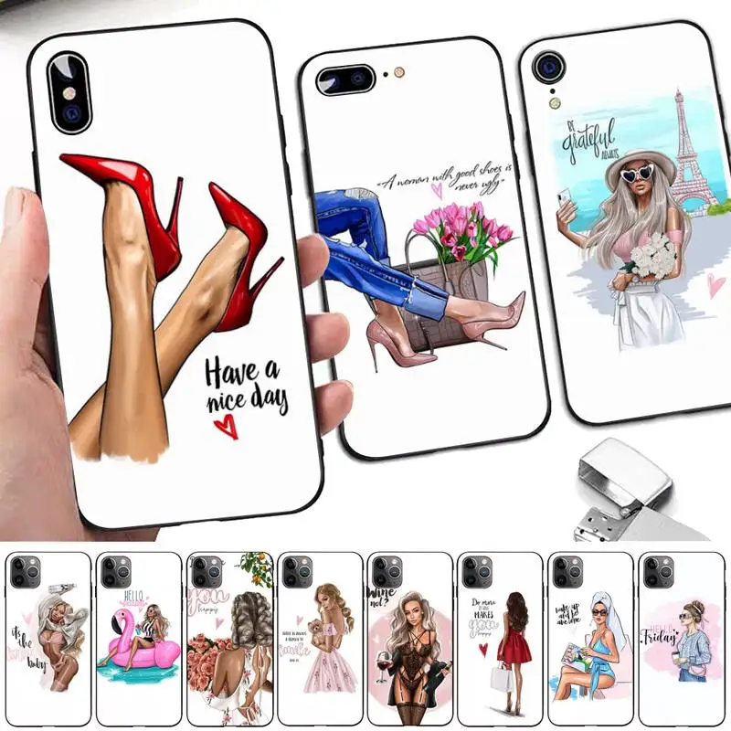 

Fashion Beautiful Girl Phone Case for iphone 13 11 12 pro XS MAX 8 7 6 6S Plus X 5S SE 2020 XR case