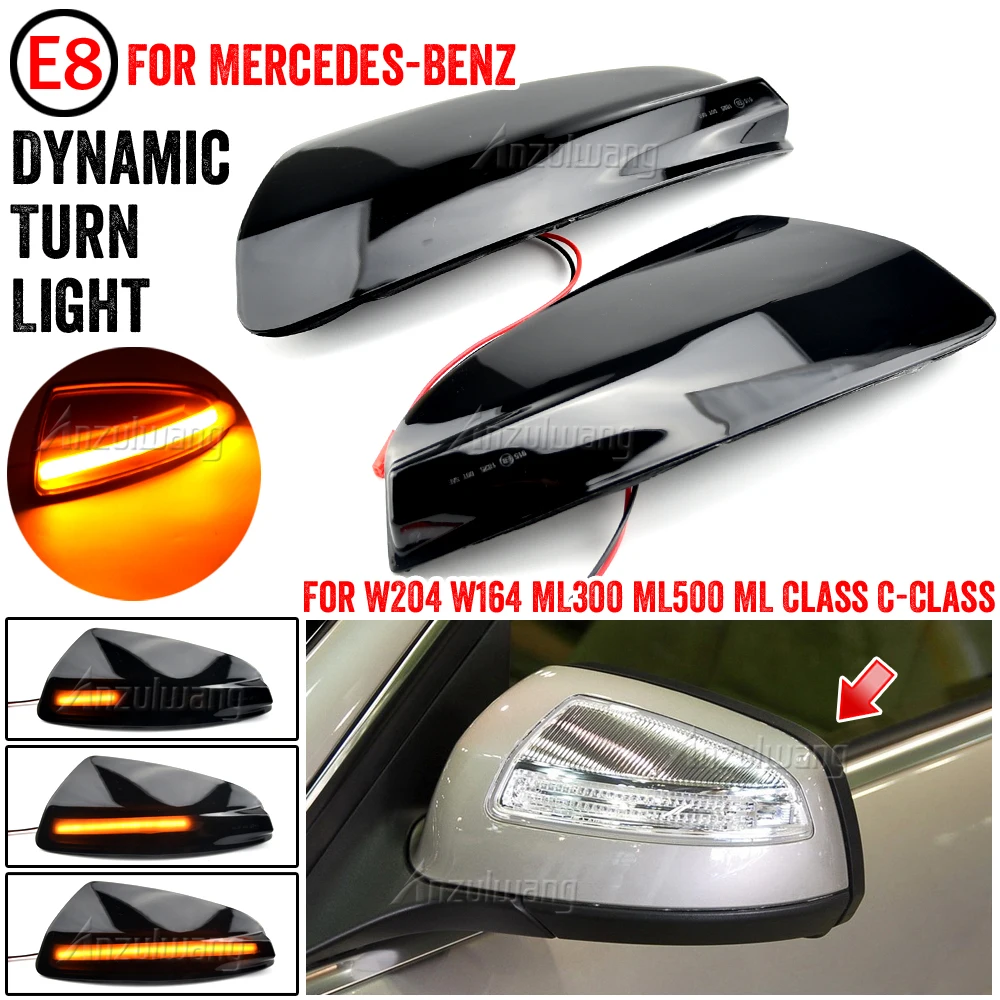 

2pcs Dynamic Turn Signal LED Light Side Mirror Indicator For Mercedes Benz W204 W164 ML300 ML500 ML Class C-Class