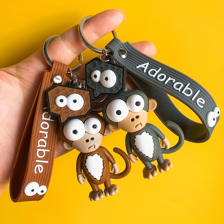 

Милый мультяшный брелок для ключей с большими глазами в виде обезьяны, мужской брелок для автомобиля, украшение для девочек, аксессуары, под...