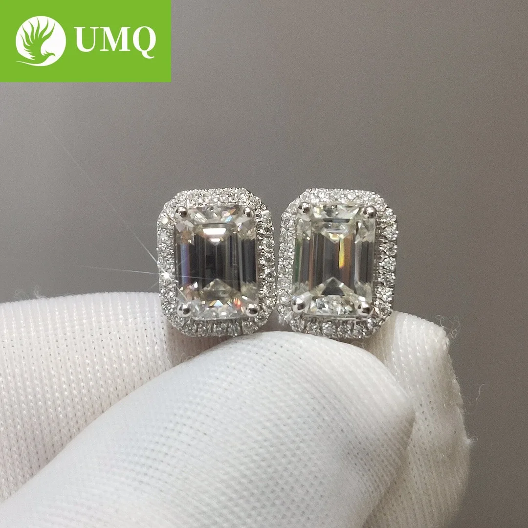 

Серьги-гвоздики из белого золота с изумрудом UMQ 100%, 18 К, 1,6 карат, D-цвета