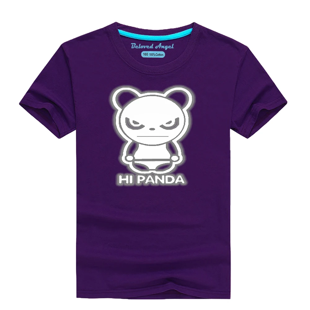 

Забавные светящиеся футболки для мальчиков и девочек; Костюм с принтом панды; Летние топы с короткими рукавами для детей 2020; Детская одежда; ...