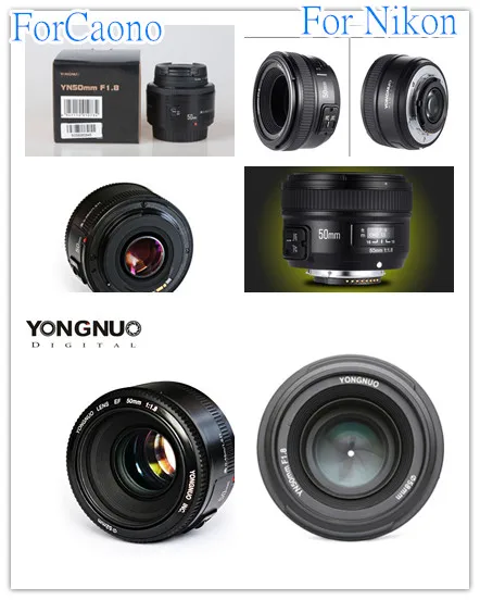 Объектив YONGNUO YN50mm YN50 F1.8 EF EOS 50 мм AF MF для камеры Canon Nikon Rebel T6 700D 750D 800D 5D Mark II IV 10D