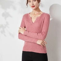 europe and the united states best selling new high quality slim v neck womens sweater fashion trend solid color womens sweater