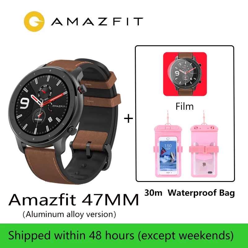 47MM Aluminum alloy Amazfit GTR 47 мм Смарт-часы для мужчин 5 АТМ водонепроницаемый Huami gps Smartwatch до 24 дней батарея AMOLED экран 12 Спорт Modesl - Цвет: 47MM Aluminum alloy
