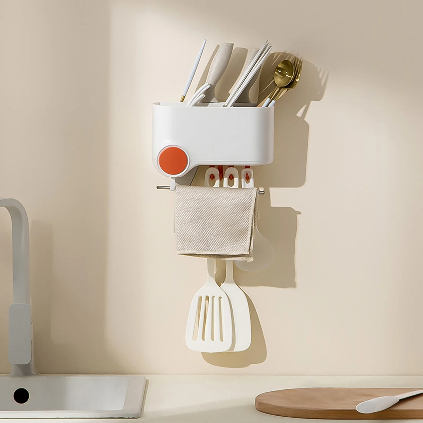 

Multifunctional Wall-Mounted Chopstick Cage Stainless Steel Tableware Chopstick Holder Kitchen Compartment Storage Rack