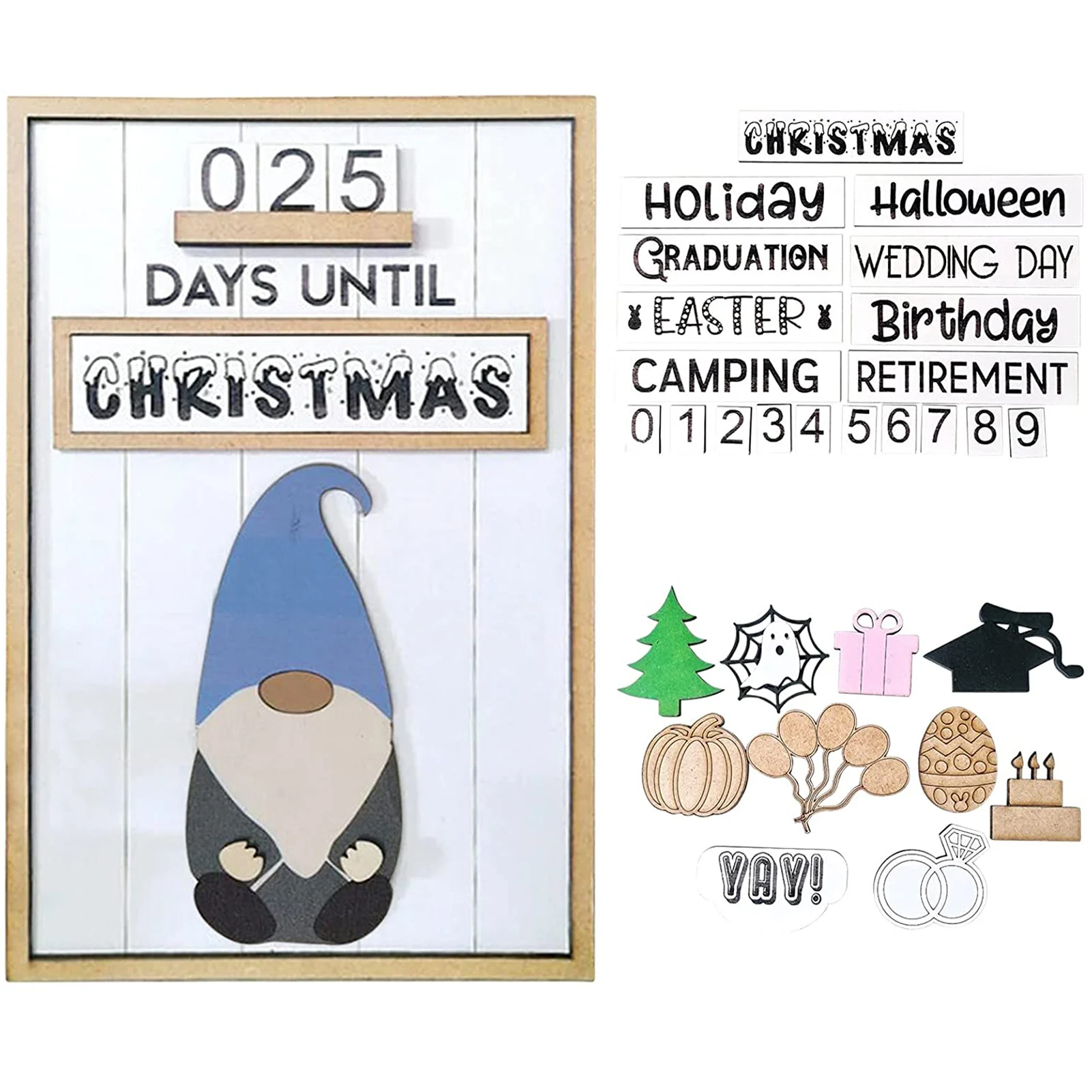 

Interchangeable Gnome Countdown Calendar All Year Events Countdown With Different Seasonal Logos DIY Pumpkin Ghost Christmas Tre