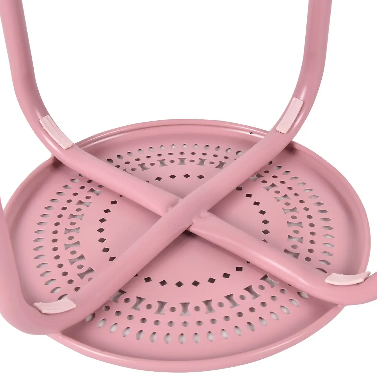 

Costway Set of 6 Stackable Metal Stool Set Daisy Backless Round Top Kitchen Pink