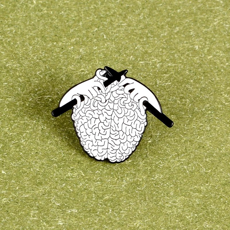 Забавные креативные трикотажные мозга Pin кнопка металла значки на рюкзак