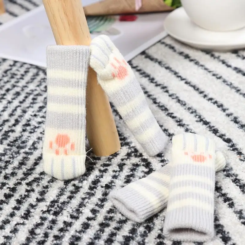Cartoon Chair Desk Feet Sock Cat Pattern Thickened Anti-slip Table Leg Knitted Cover Floor Protectors Household Socks | Дом и сад