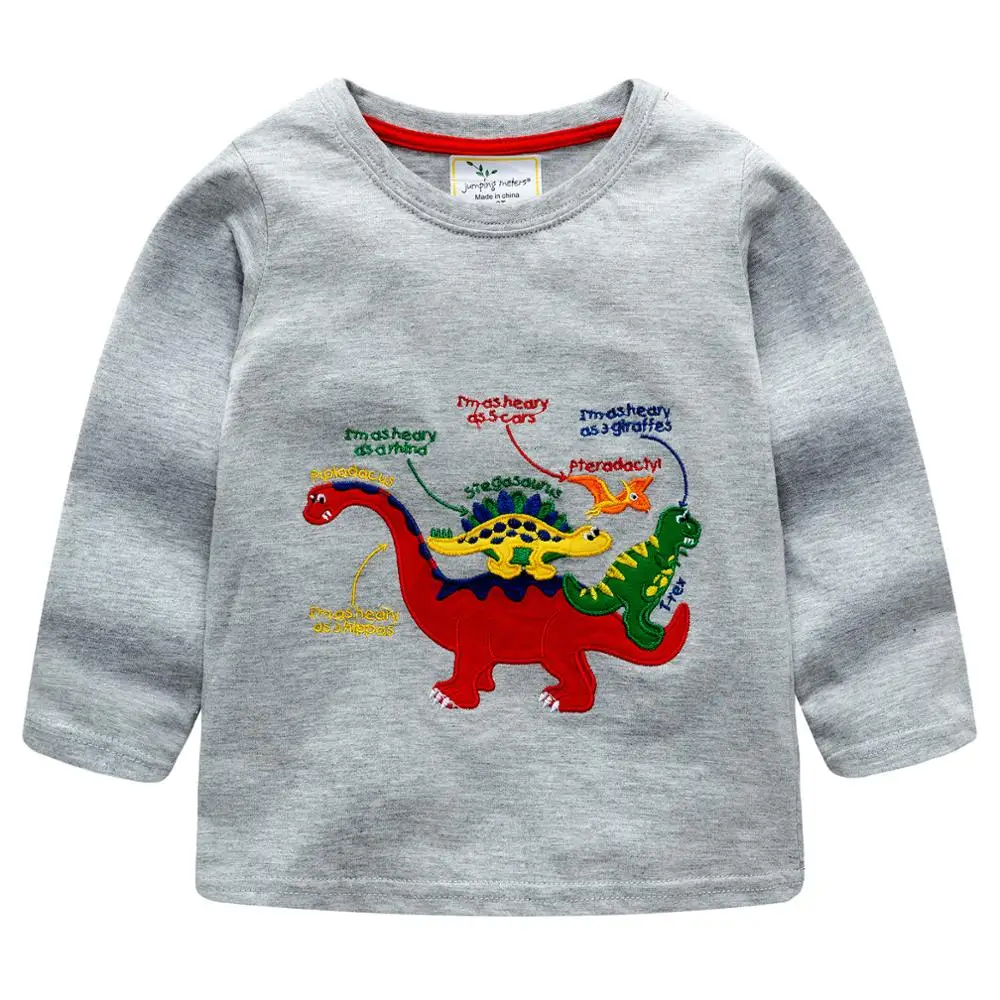 

Ins Cute Boys Cartoon Dinosaur Cars Print Tees Long Sleeve Multi Candy Color Spring Autumn Cotton Tops Western Cute Kids Clothes