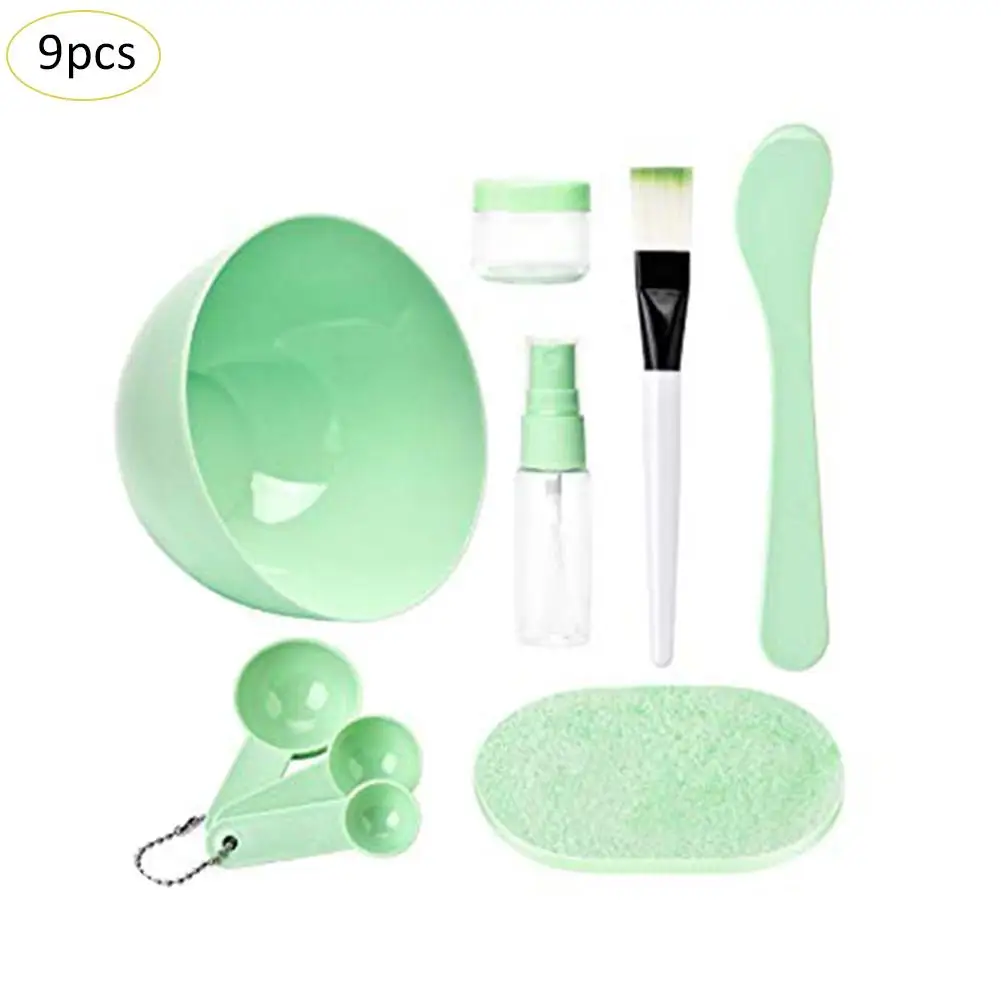 Green Набор инструментов для масок DIY Mask, 9 в 1, набор кистей-шпателей, многофункциональные, высокое качество, легко переносить макияж, косметические инструменты - Цвет: Green