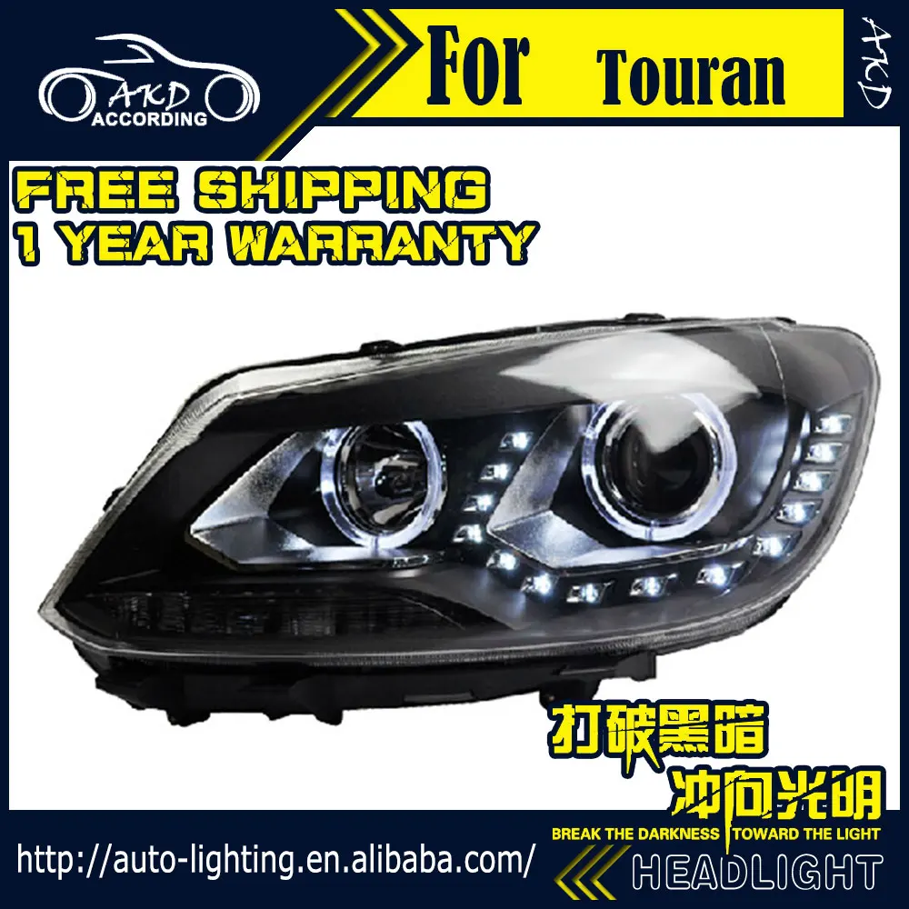 AKD автостайлинг фары для Touran 2011 2015 светодиодный ные DRL D2H Hid сигнал поворота Bi Xenon