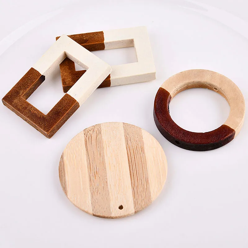 Окрашенные Круглые квадратные деревянные бамбуковые ювелирные аксессуары