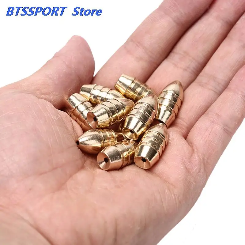 10 шт./лот медные свинцовые грузила острая пуля медная Рыболовная Снасть | Спорт и