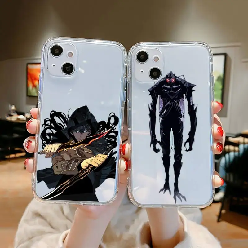 

Comics solo leveling black Sung Jin-Woo Phone Case Transparent for iPhone 11 12 13 mini pro XS MAX 8 7 6 6S Plus X SE XR 2020