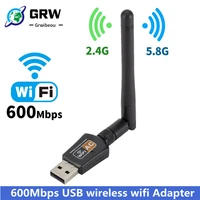 grwibeou usb wifi adapter 5 0ghz2 4ghz wifi receiver high speed 600mbps wifi antenna wireless pc network card 802 11ac