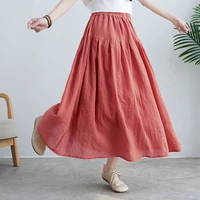 summer dress new loose slim literary cotton and linen skirt female design sense niche temperament long skirt