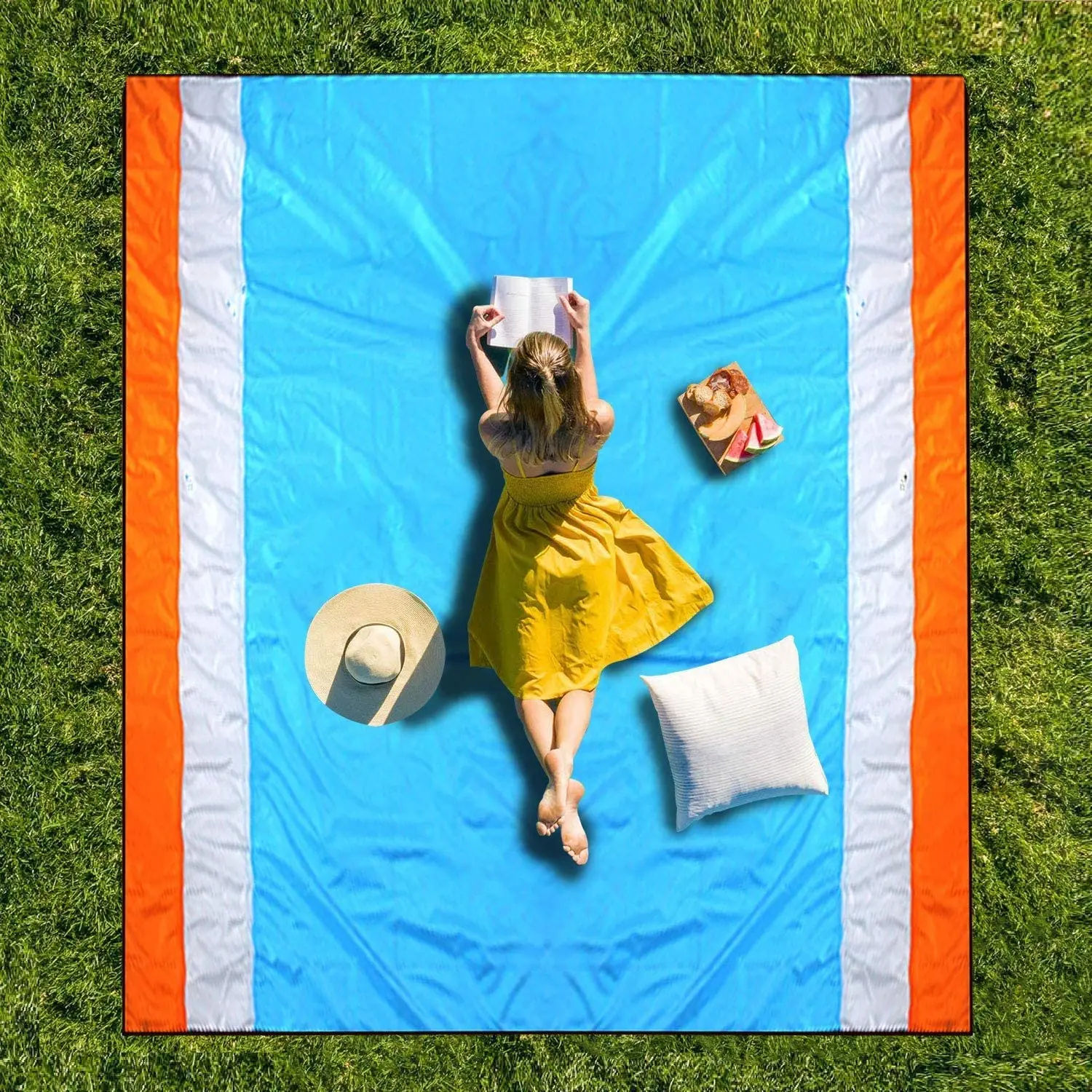 

Oversized 79 "x 82" Beach Mat For 4-7 People.mat For Travel, Lightweight, Fast Drying And Heat Resistant