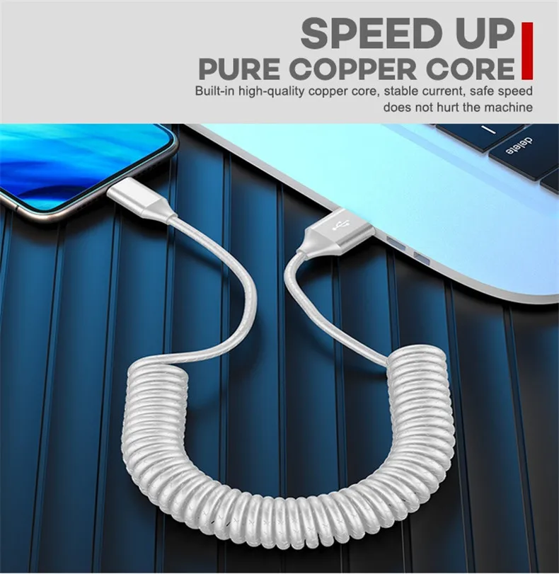 NOHON пружинный USB кабель для iPhone, samsung, Xiaomi, huawei, быстрое зарядное устройство для lightning, зарядный кабель для передачи данных, шнур зарядного устройства для Android