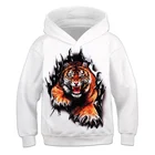 Толстовка с капюшоном для мальчиков, осень 2021, с 3D-принтом тигра и Льва, Детские Модные топы, классные топы с животными для мальчиков и девочек, От 4 до 14 лет