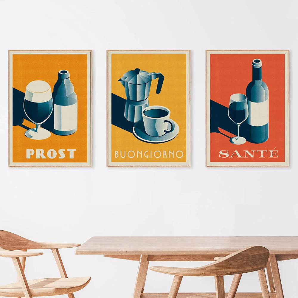 

Vintage Kitchen Canvas Painting Decor Buongiorno Good Morning Coffee Poster Wall Picture Art Print Cafe Shop Bar Home Decoration
