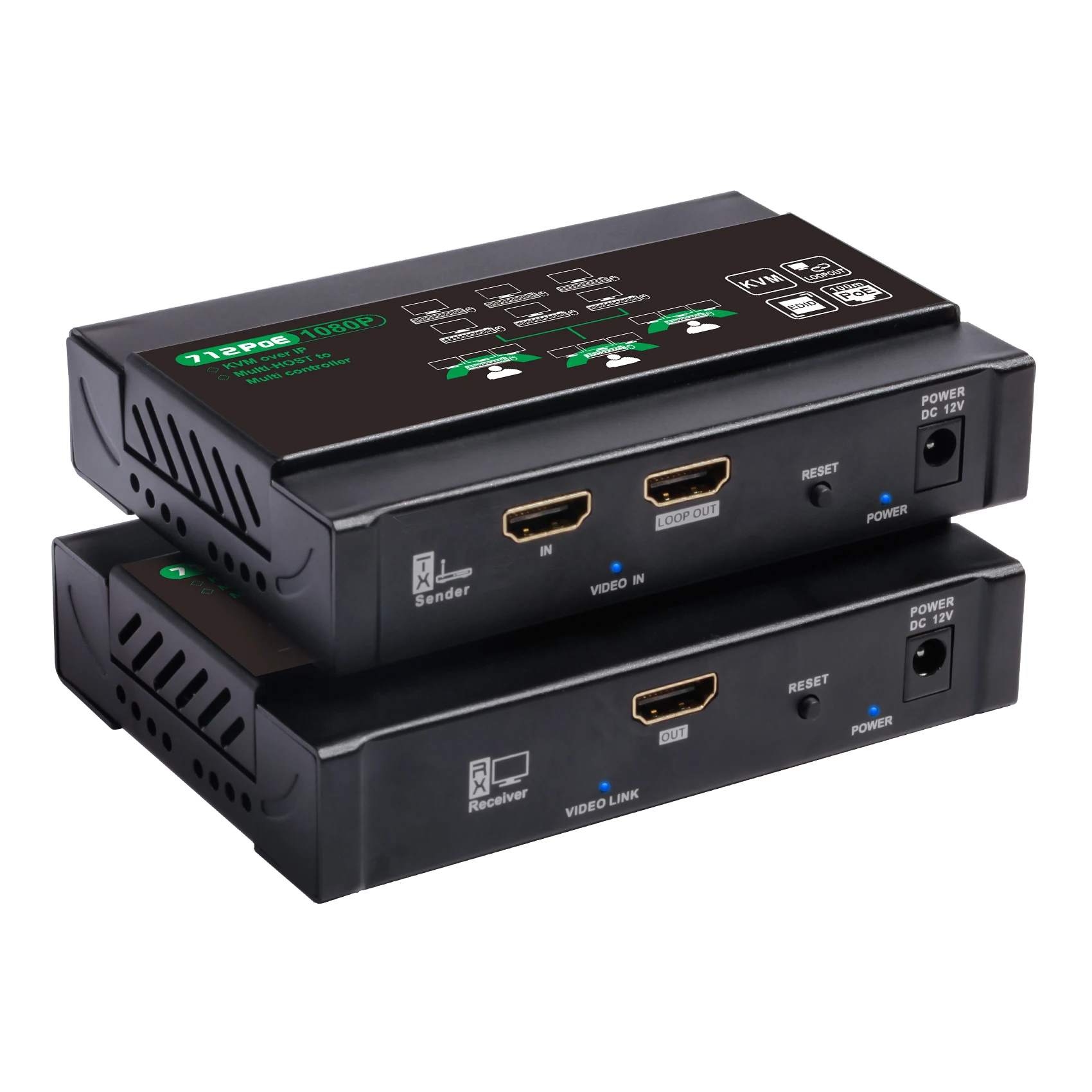 CHV712P 120 м LAN TCP IP матрица USB HDMI KVM расширитель IGMP POE коммутатор многохост