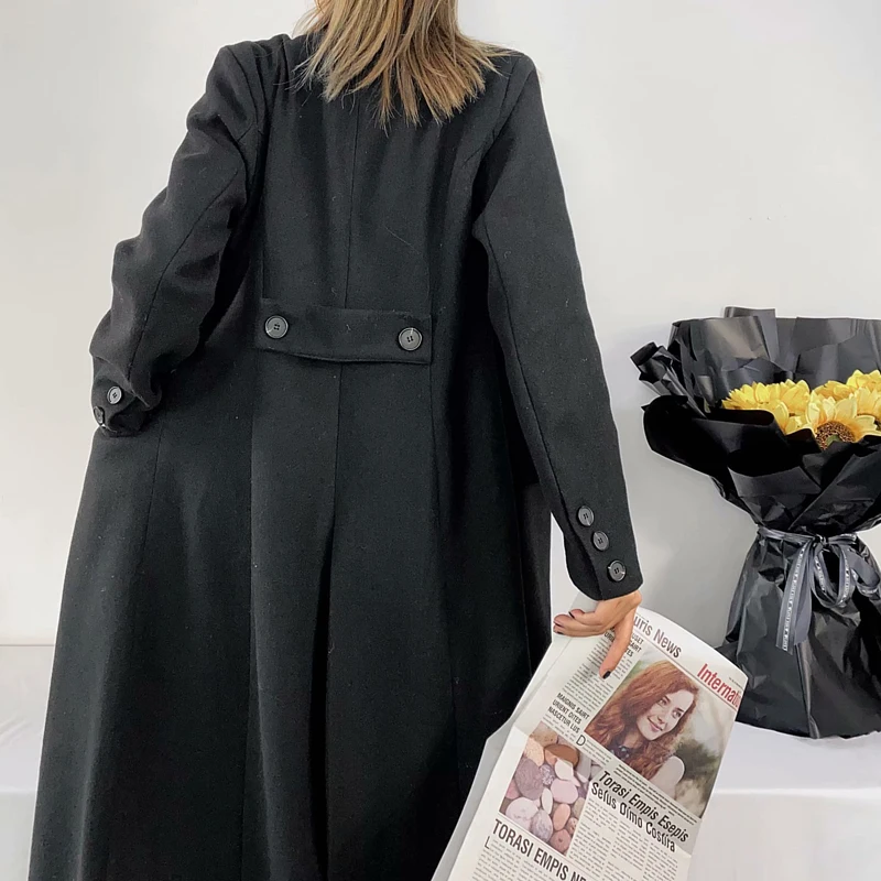 

Women Autumn Warm Solid Wool Blends Coats 2020 Vintage Double Breasted Zipper Female Office Lady Elegant Long Outerwear Clothes
