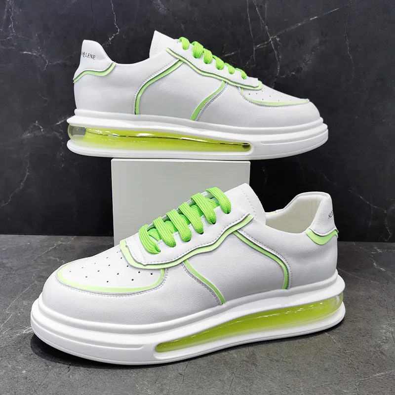 Harga Tren Fashion Baru Sneakers Pria Putih SEPATU Papan Kasual Kulit Asli Sepatu Flat Pria Nyaman Untuk Berjalan Kaki Pelatih Luar Ruangan 2.5