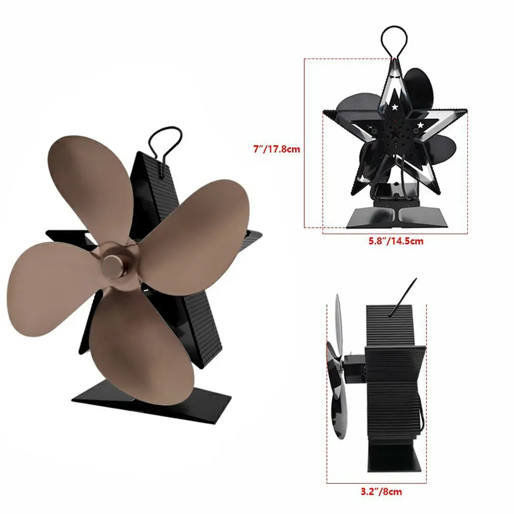 

Black Fireplace 4 Blades Heat Powered Stove Fan Log Wood Burner Ecofan Quiet Home Fireplace Fan Efficient Heat Distribution