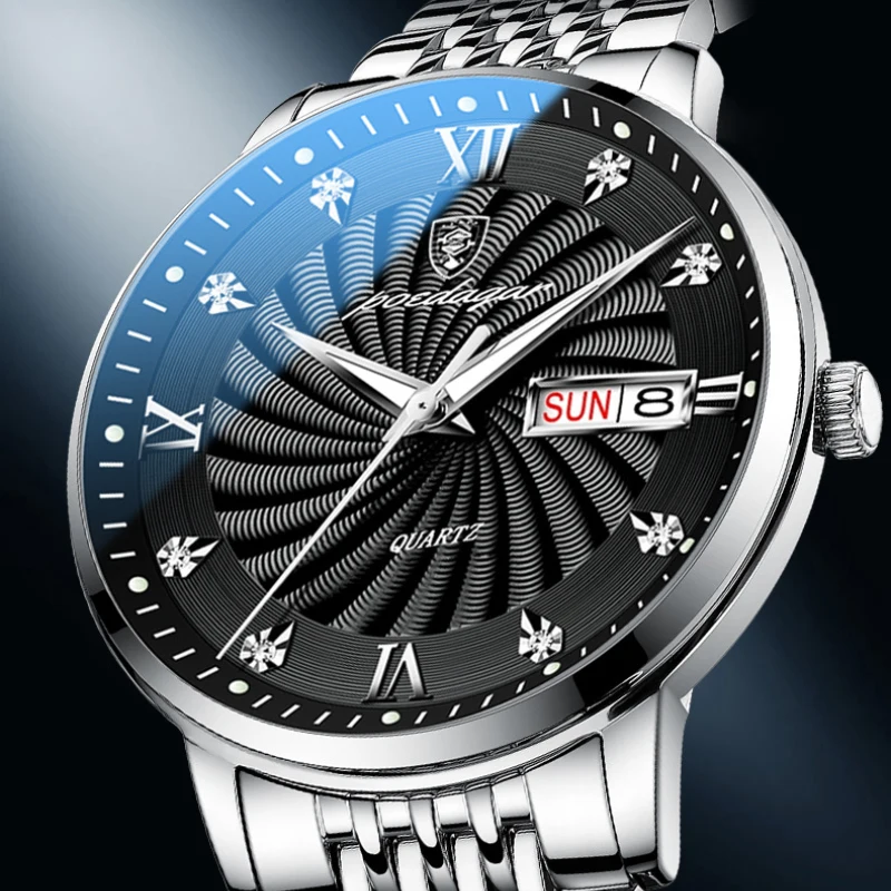 

Men's Luxury Watch Top Brand Watches Stainless Steel Quartz Wristwatch Business Auto Date Week Clock Male Relogio Masculino