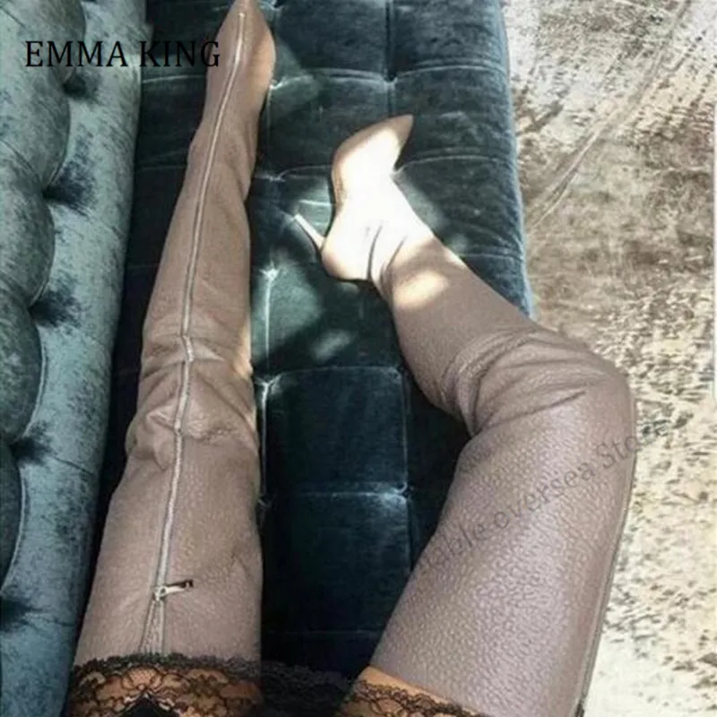 

Женские сапоги на высоком каблуке-шпильке, из искусственной кожи