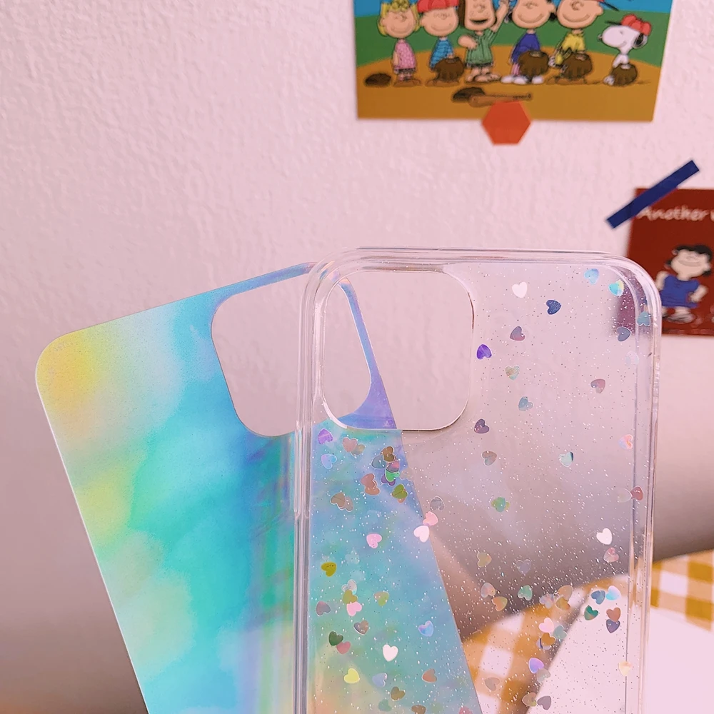 Holographic Glitter Star Heart Sparkle Sequins Soft Clear Silicone TPU Cover For iPhone SE 6 6s 7 8 Plus X XS XR 11 Pro Max Case | Мобильные