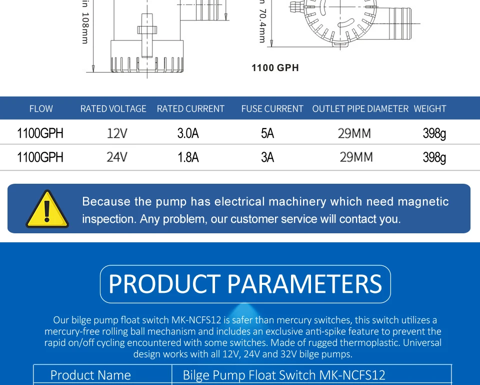 Трюмный водяной насос 12 В 1100gph MKBP-G1100-12 12VDC правило используется в лодке Гидроплан моторных домов хаусбот Лидер продаж