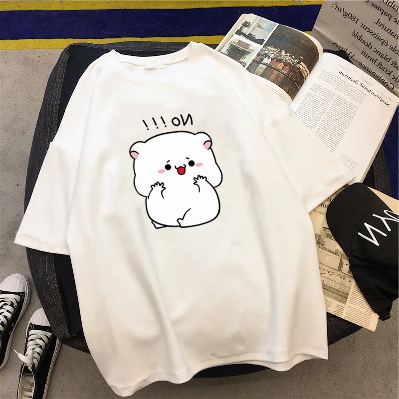 

2021 Slim Women's T Shirt Cartoons Lovely Graphic Tee Printed Summer Oversized T-shirt Casual Short Sleeves Harajuku Top Female