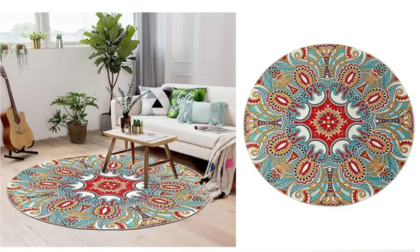 Этнический Boho напольный коврик для гардеробной и ковры коврик для йоги с мандалой Хиппи Мандала нескользящий круглый ковер для гостиной