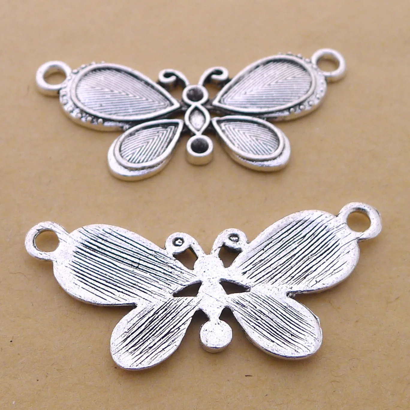 

Jewelry making connector 3pcs 40x18mm antique silver color Butterfly connector