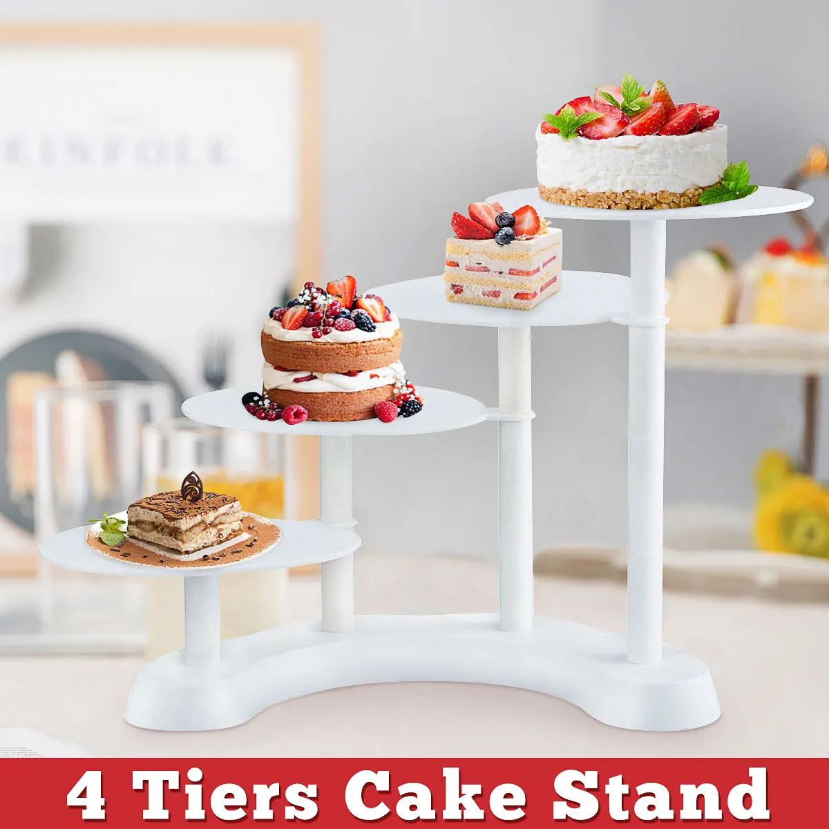 

Round Cake Stand Plastic Exquisite Cake Rack Base Dessert Stand Round Cake Display Wedding Birthday Party Cupcake Holder 4 Tier