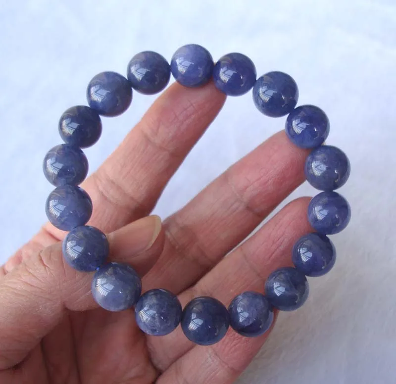 Браслет с бусинами из натурального танзанита 11 мм | Украшения и аксессуары