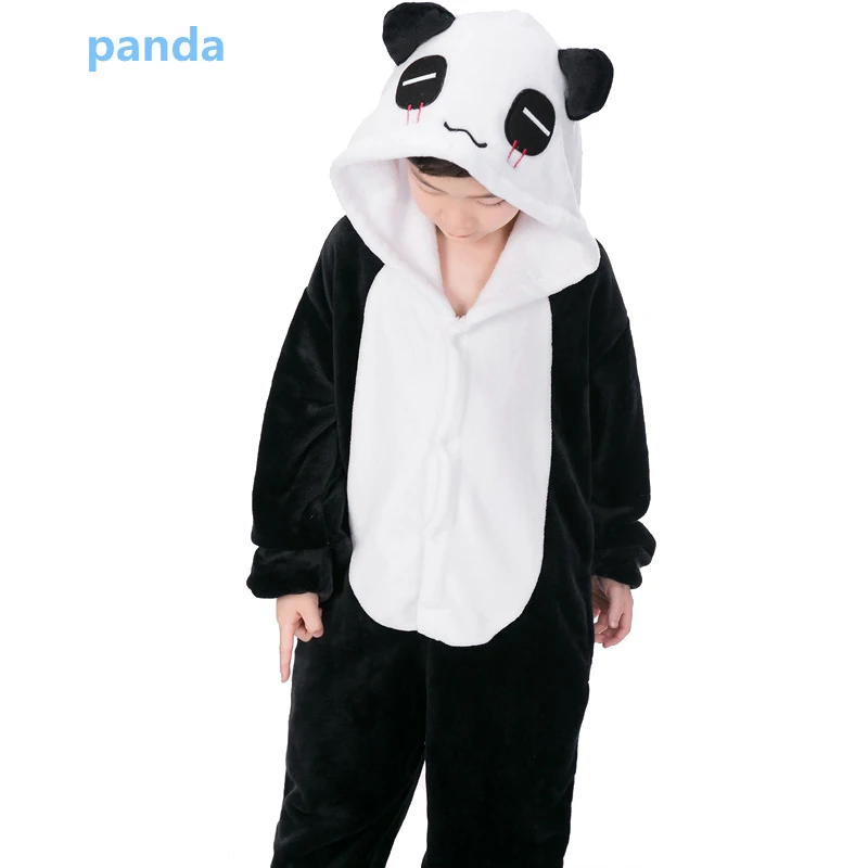 Panda Kuguurumi/Детские пижамы для мальчиков и девочек; пижамы с единорогом; фланелевые детские пижамы; комплект одежды для сна с животными; зимние комбинезоны для детей 4-12 лет - Цвет: Panda