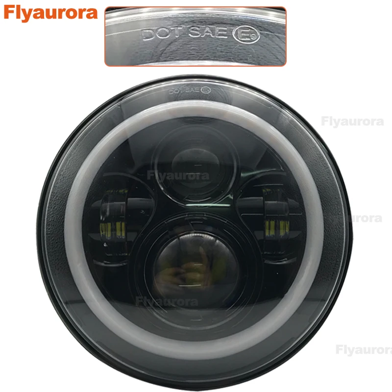 Flyaurora 7 дюймовая круглая светодиодная фара дальнего и ближнего света с дюймовым