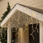 Рождественская электрическая гирлянда, уличная водопад, бахрома, звезды, капли дождя, свисающая 0,4-0,6 м, для дома и улицы, новогодние украшения