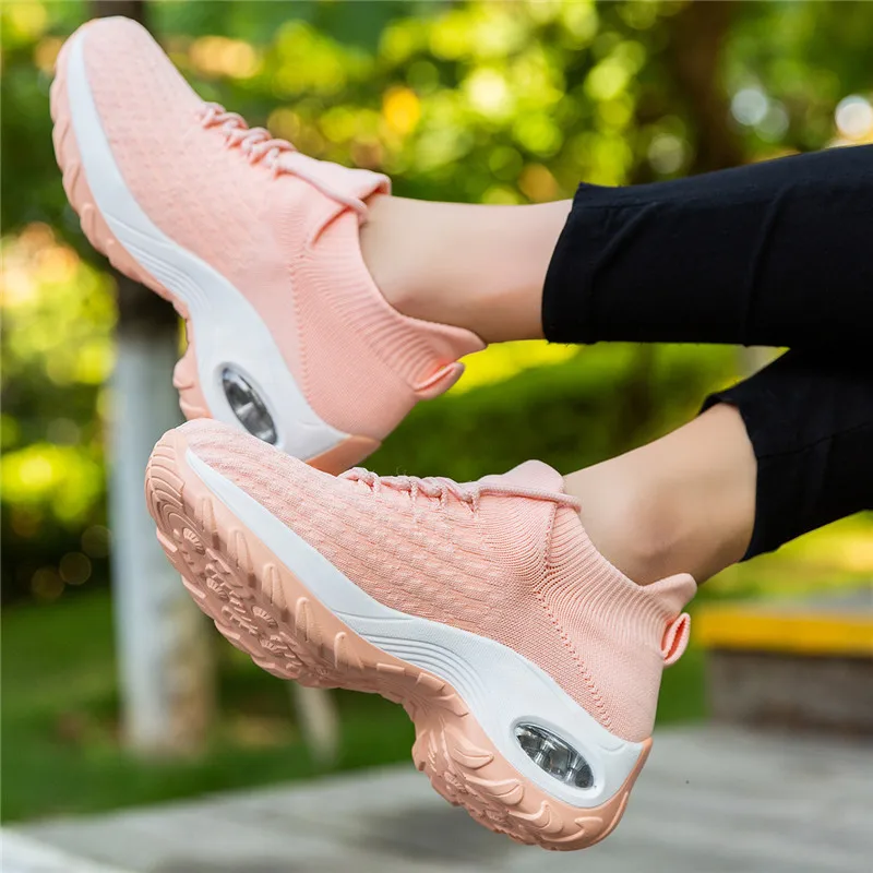 

Women Casual Shoes Women Flat Shoes Lightweight Sneakers Breathable White Ladies Lace-up Deportivas platform sneakers size 42