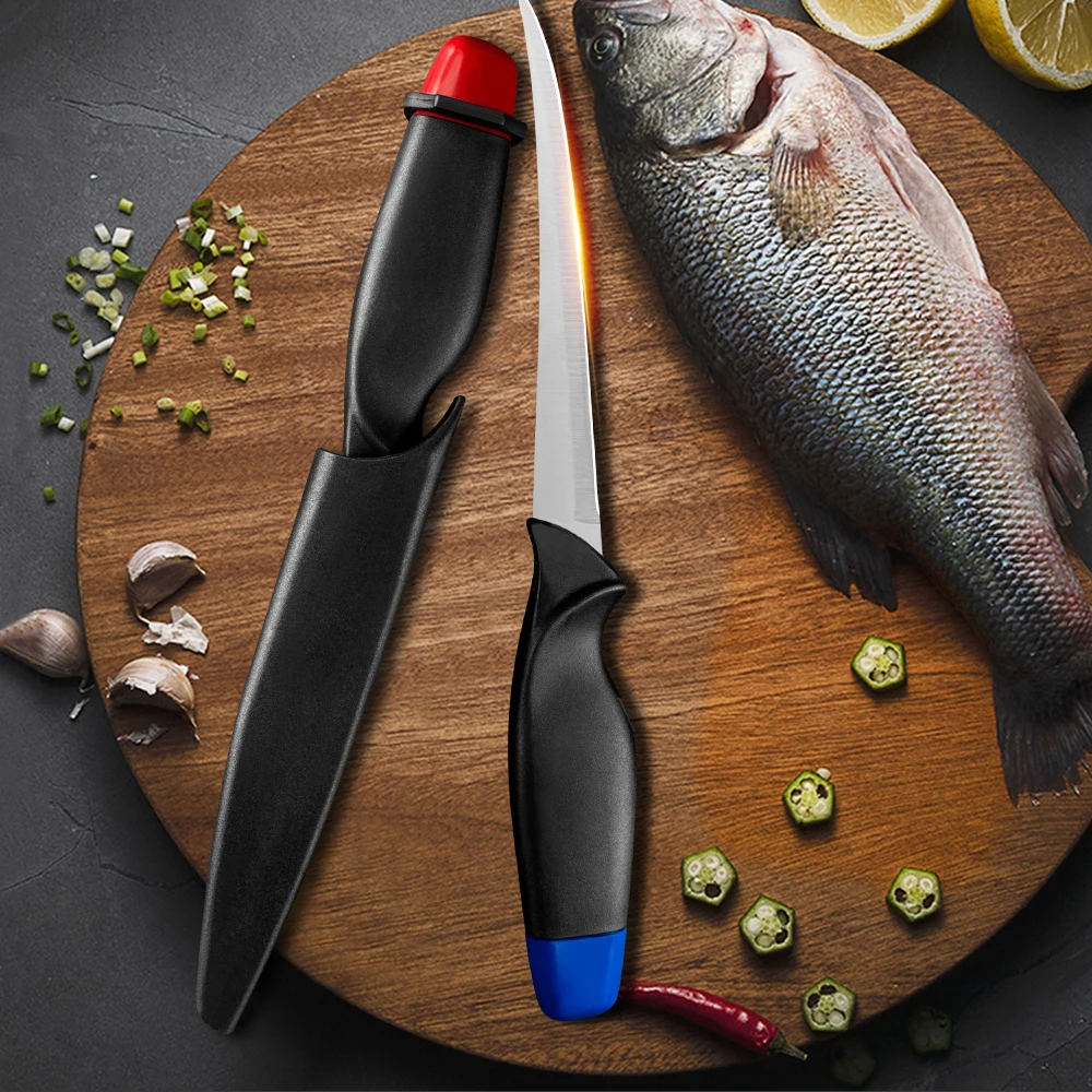 

6 Inch Curved Boning Knife Outdoor Fillet Knife With Covers Case Razor Sharp 3cr14 Stainless Steel Knife Meat Fish Poultry Tools