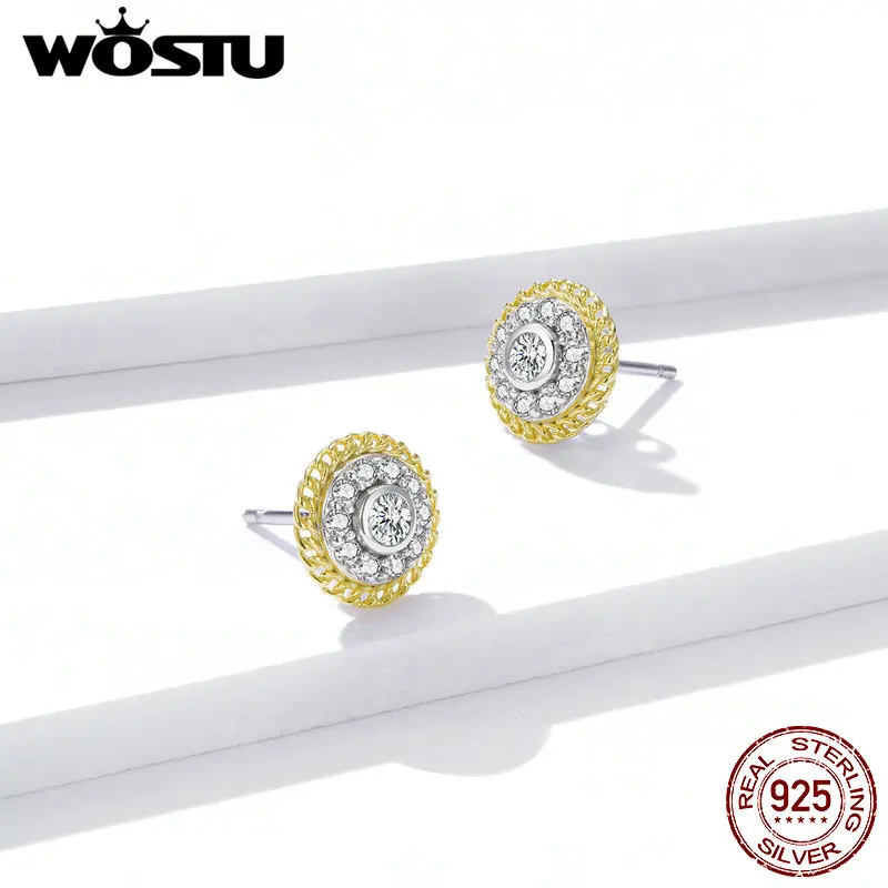 Женские серьги-гвоздики из чистого кубического циркония WOSTU элегантные