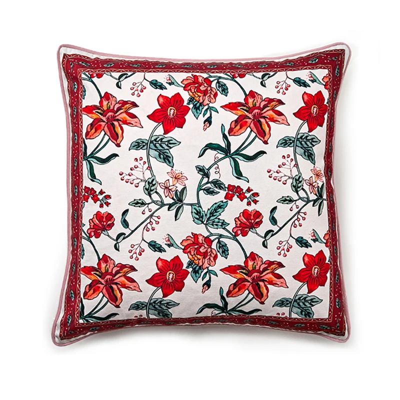 

Cosy Linen Pillow Cushion Cover Floral Print Throw Pillow Case For Home Decor Sofa Bedroom Pillowcase American Design 45×45cm