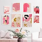Розовый цветок очки Модные женские Орел настенные художественные картины холст Абстрактные скандинавские плакаты и принты настенные картинки для гостиной
