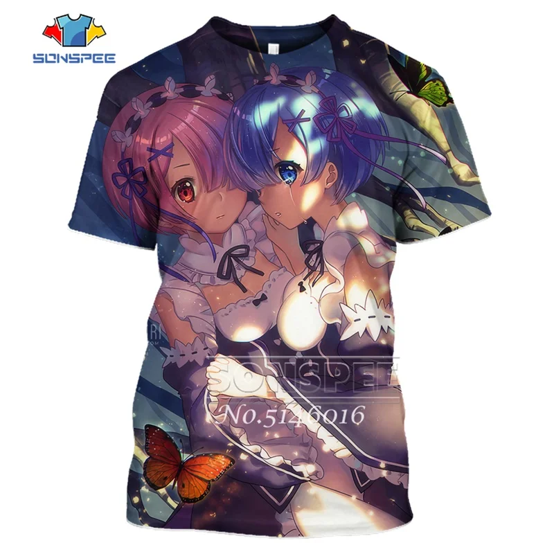 14 SONSPEE, 3D принт, аниме, Harajuku Re: zero, Твин Рам Рем, косплей, футболка, мужская, повседневная, летняя, унисекс, короткий рукав, футболки, топы, t445 - Цвет: 14